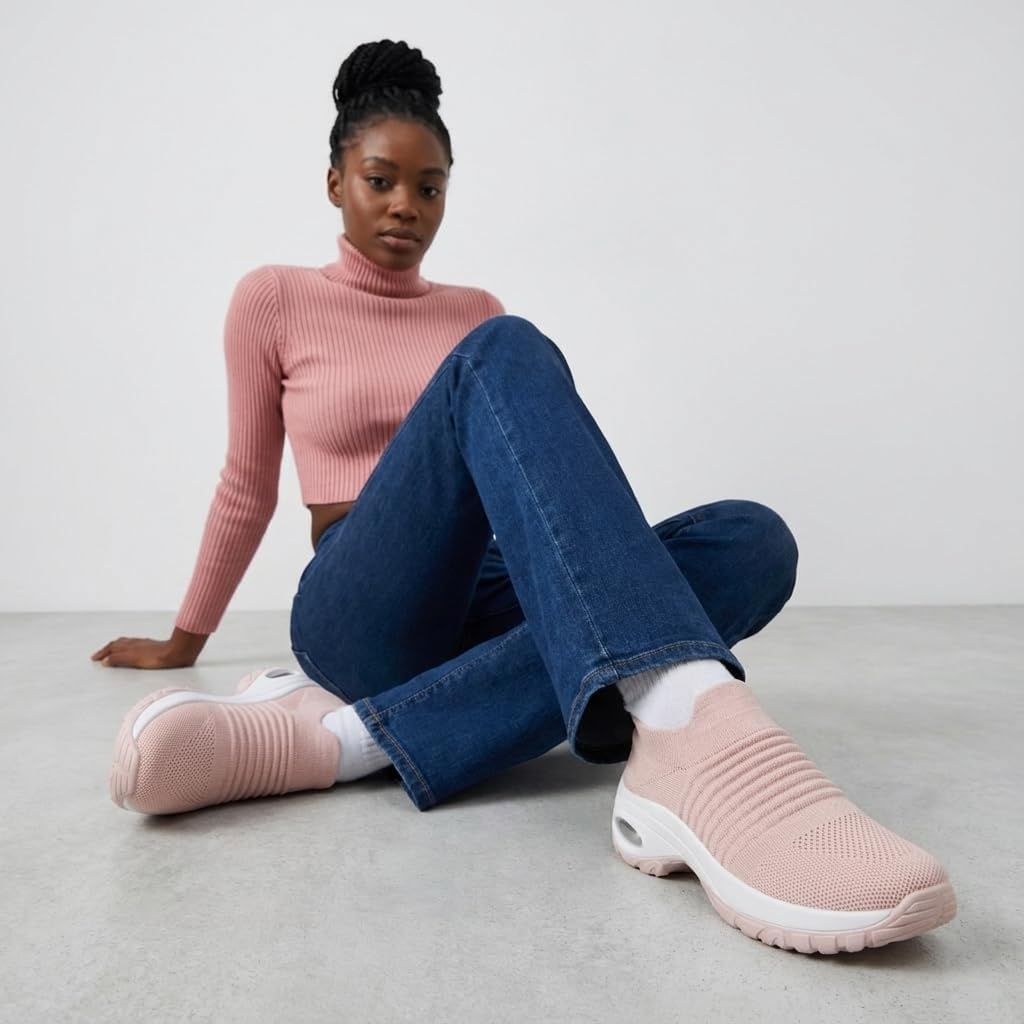 image:imageCUSHIONAIRE Breeze Easy Slip On Womens Sneakers Casual Everyday Walking Shoes for Women with Breathable Mesh and ComfortBlush