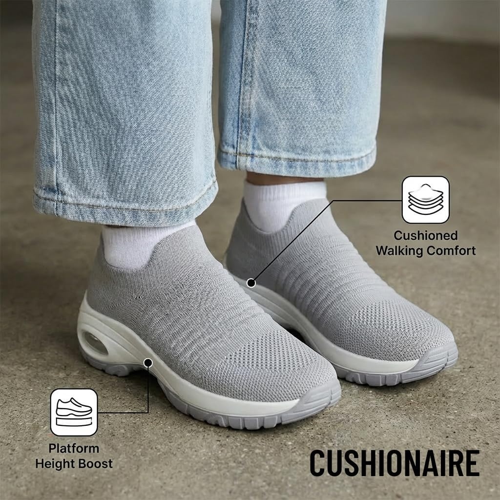 image:imageCUSHIONAIRE Breeze Easy Slip On Womens Sneakers Casual Everyday Walking Shoes for Women with Breathable Mesh and ComfortGrey