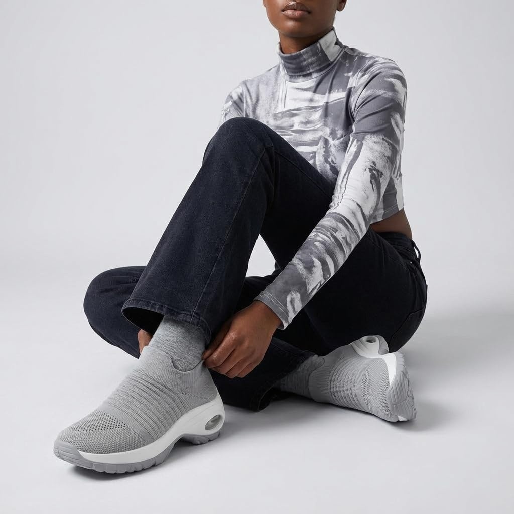 image:imageCUSHIONAIRE Breeze Easy Slip On Womens Sneakers Casual Everyday Walking Shoes for Women with Breathable Mesh and ComfortGrey