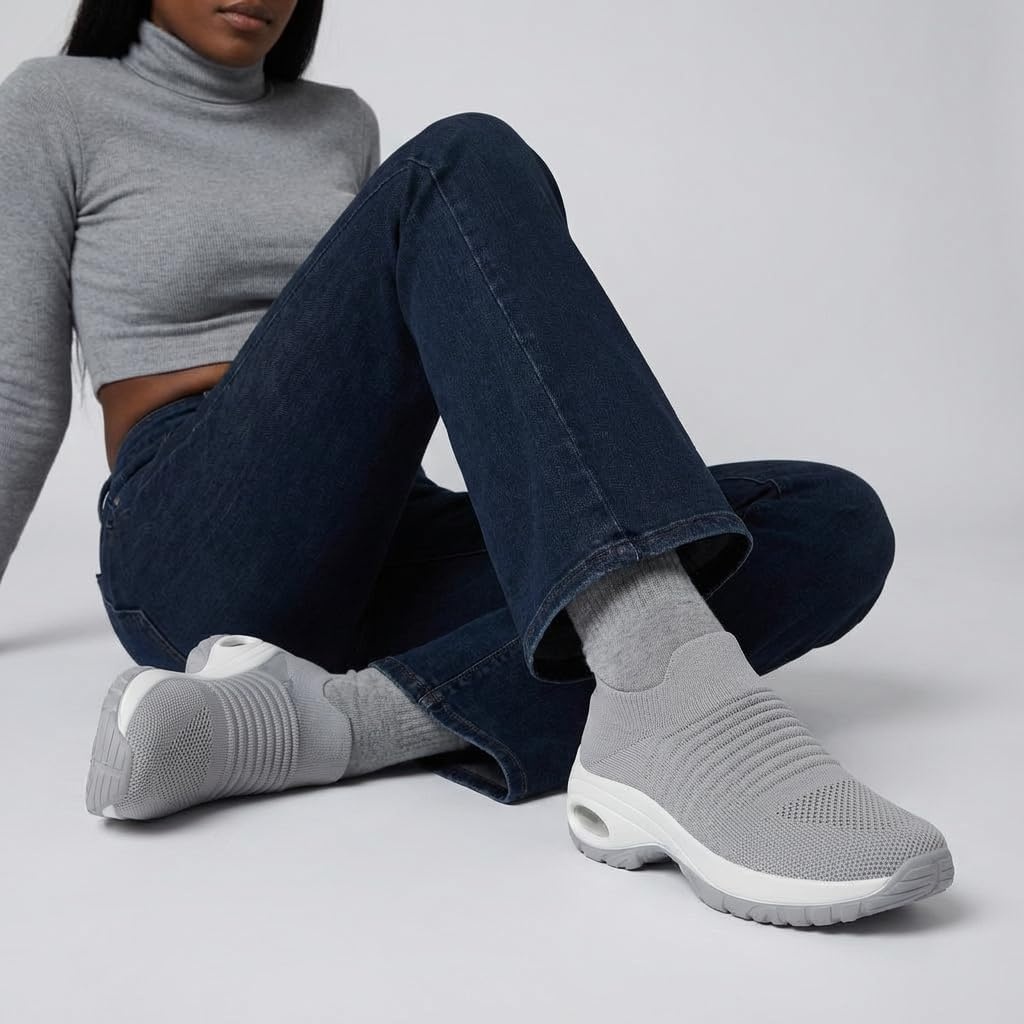 image:imageCUSHIONAIRE Breeze Easy Slip On Womens Sneakers Casual Everyday Walking Shoes for Women with Breathable Mesh and ComfortGrey