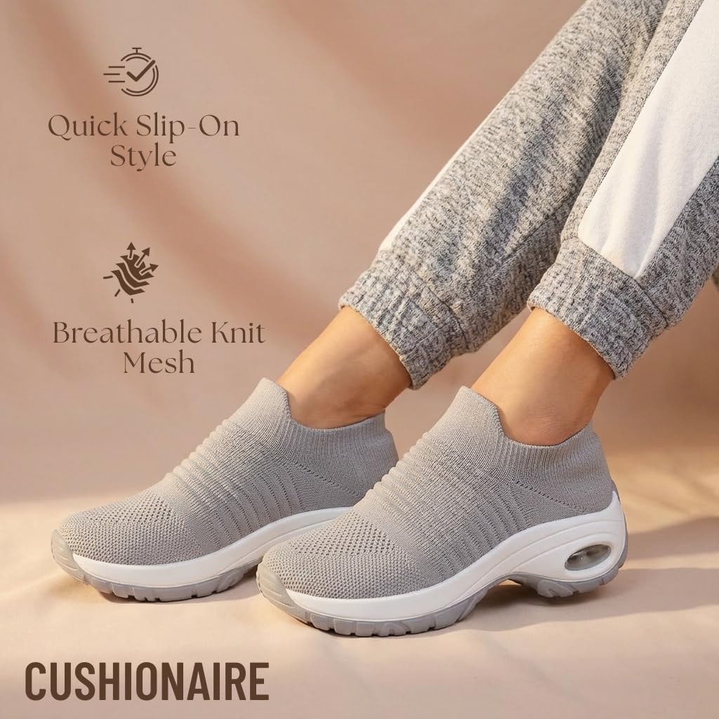 image:imageCUSHIONAIRE Breeze Easy Slip On Womens Sneakers Casual Everyday Walking Shoes for Women with Breathable Mesh and ComfortGrey