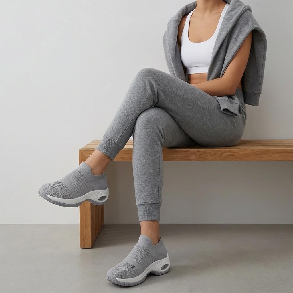image:imageCUSHIONAIRE Breeze Easy Slip On Womens Sneakers Casual Everyday Walking Shoes for Women with Breathable Mesh and ComfortGrey