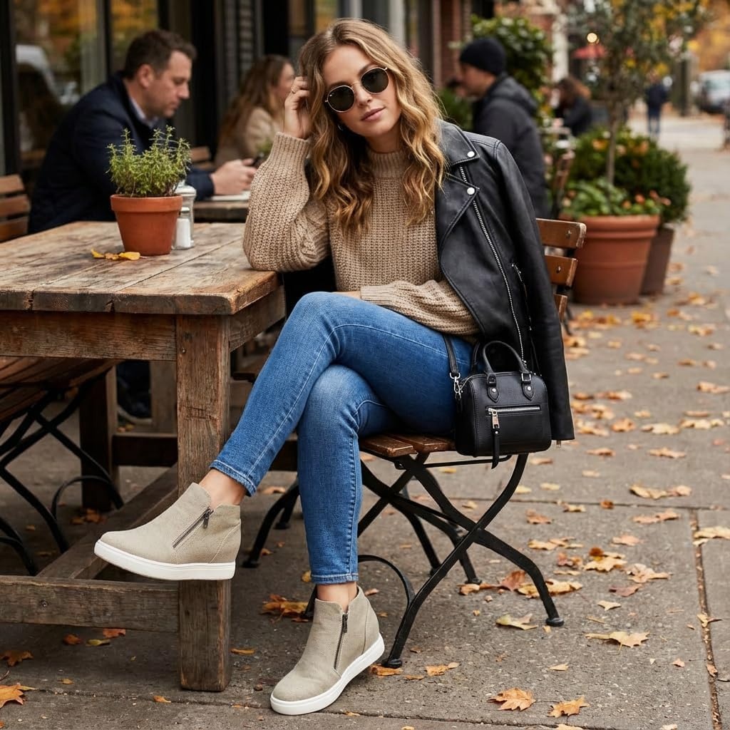 image:imageCUSHIONAIRE Hart Womens Casual Shoes with Dual Zippers Lightweight Hidden Wedge Fashion Sneakers for WomenGrey Canvas