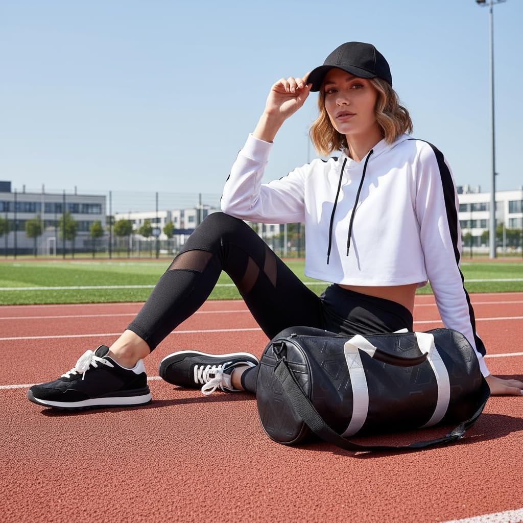 image:imageCUSHIONAIRE Kicks Fashion Sneakers for Women Lightweight NonSlip Lace Up Shoes with Memory FoamBlack