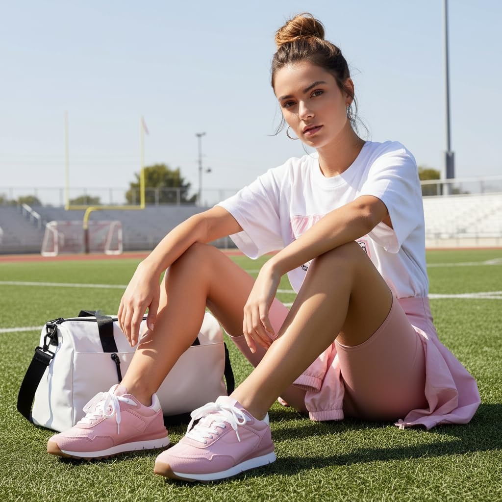 image:imageCUSHIONAIRE Kicks Fashion Sneakers for Women Lightweight NonSlip Lace Up Shoes with Memory FoamPink