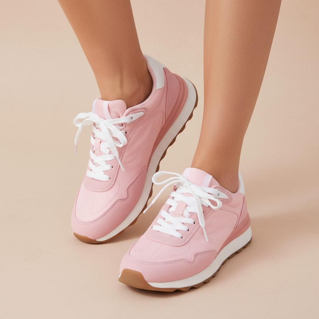 image:imageCUSHIONAIRE Kicks Fashion Sneakers for Women Lightweight NonSlip Lace Up Shoes with Memory FoamPink