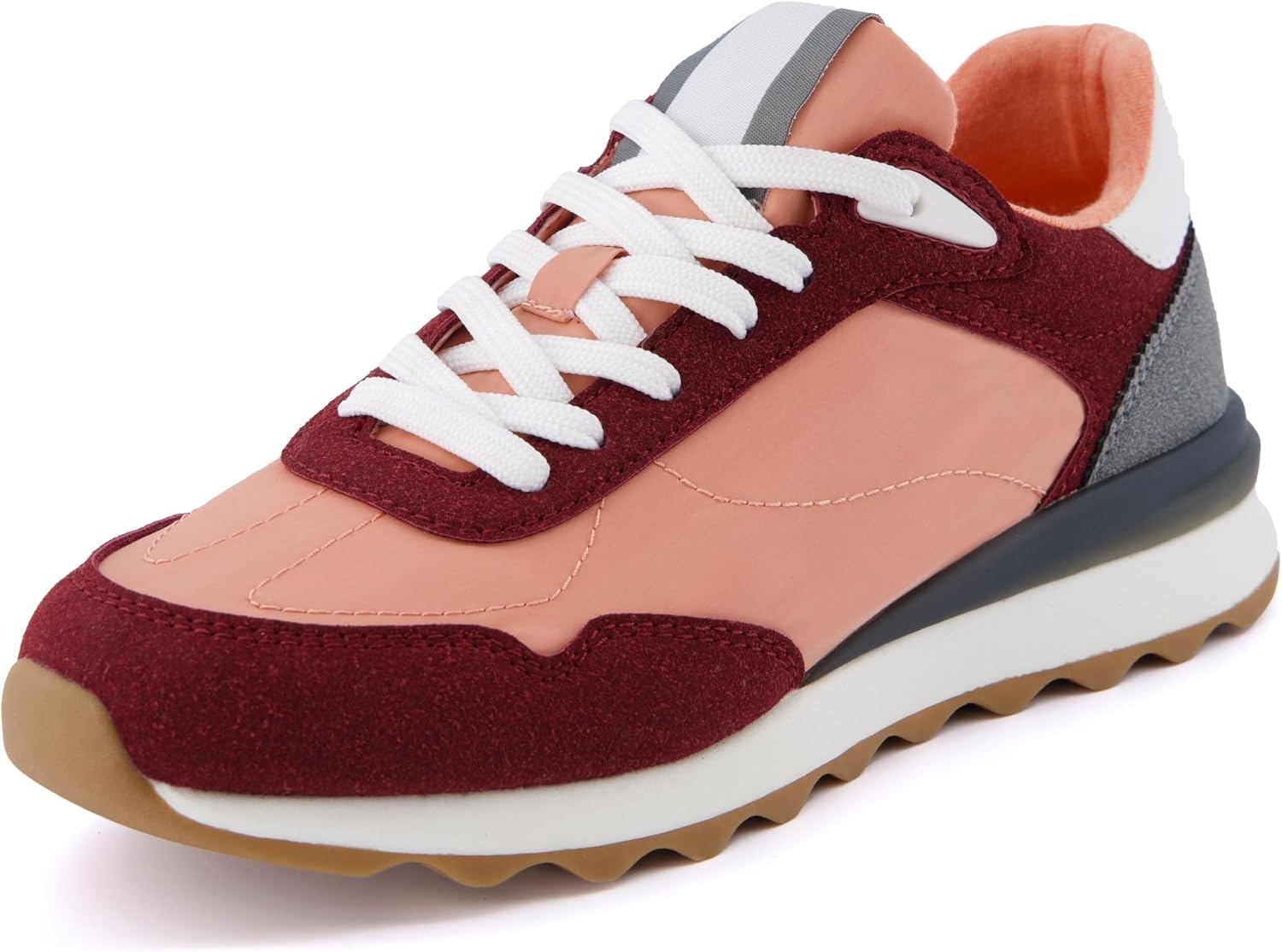 image:imageCUSHIONAIRE Kicks Fashion Sneakers for Women Lightweight NonSlip Lace Up Shoes with Memory FoamSalmonBurgundy