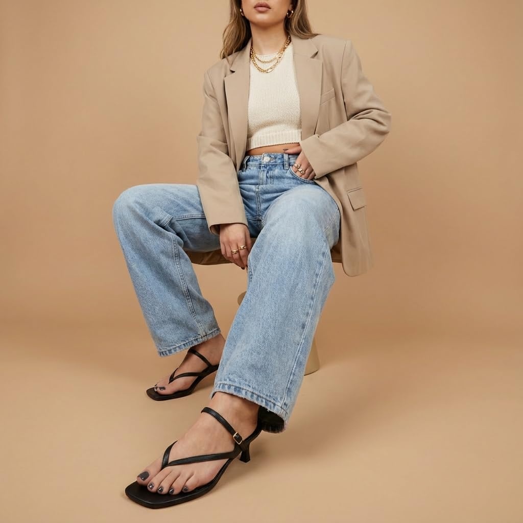 image:imageCUSHIONAIRE Madrid Kitten Heel Square Toe Womens Sandals Comfortable Dressy Strappy Heels Sandals for Women Wide Widths AvailableBlack