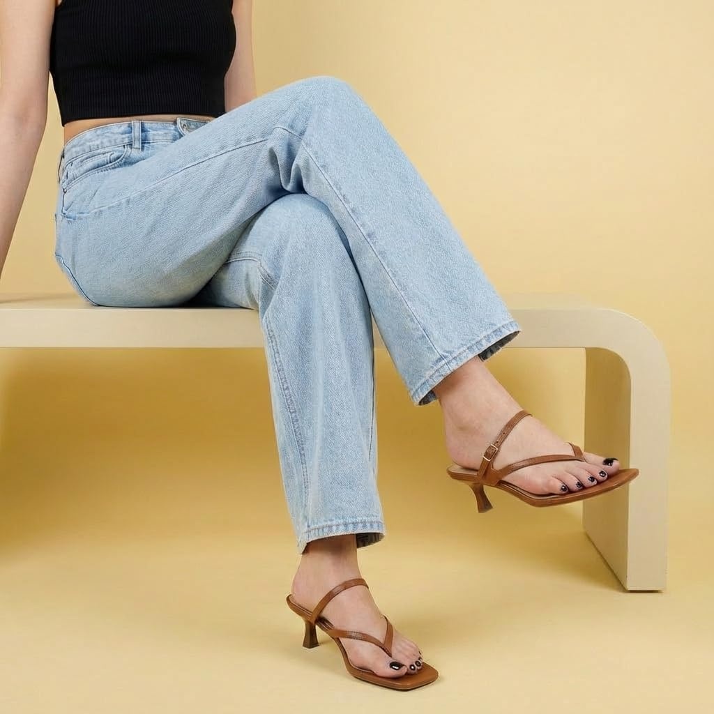 image:imageCUSHIONAIRE Madrid Kitten Heel Square Toe Womens Sandals Comfortable Dressy Strappy Heels Sandals for Women Wide Widths AvailableWhiskey
