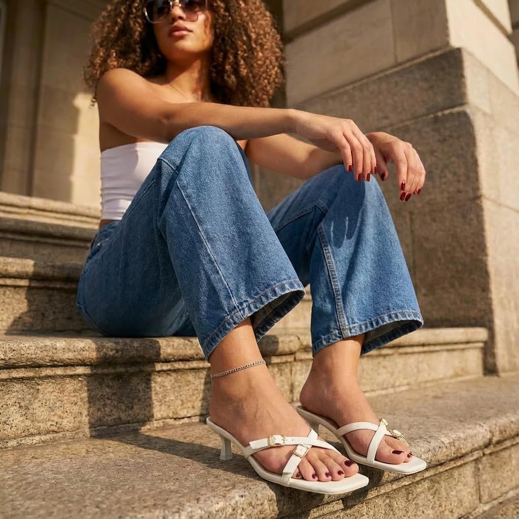 image:imageCUSHIONAIRE Milan Kitten Heels for Women Strappy Heeled Sandals with Cushioned Footbed Open Toe Slip On Dressy Sandal Wide Widths AvailableCream
