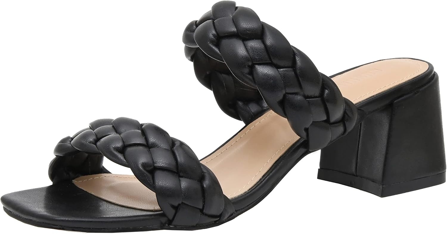 image:imageCUSHIONAIRE Onyx Braided Chunky Heels for Women with Block Heel and Memory FoamBlack