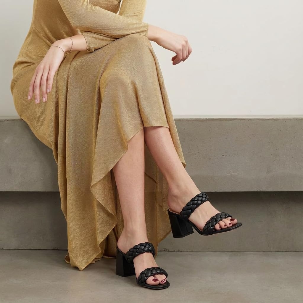image:imageCUSHIONAIRE Onyx Braided Chunky Heels for Women with Block Heel and Memory FoamBlack