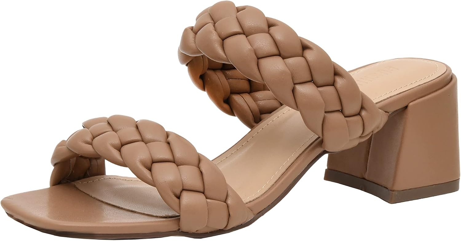 image:imageCUSHIONAIRE Onyx Braided Chunky Heels for Women with Block Heel and Memory FoamTan