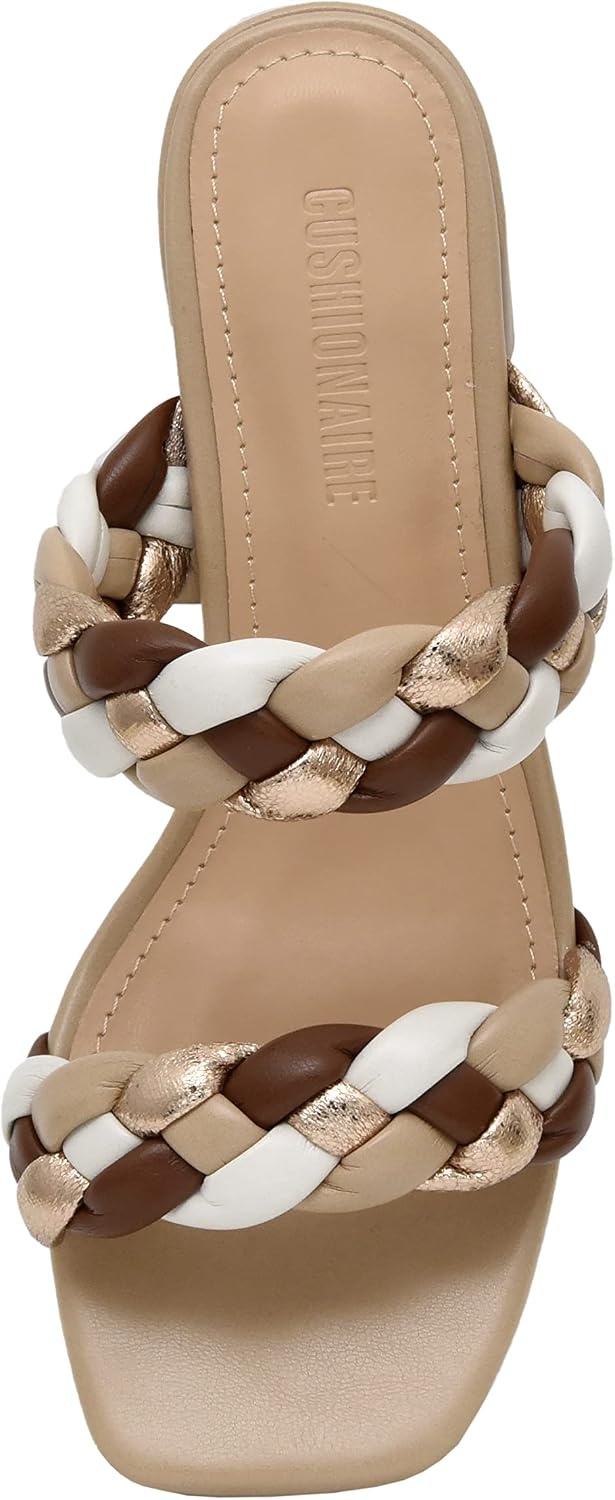 image:imageCUSHIONAIRE Onyx Braided Chunky Heels for Women with Block Heel and Memory FoamTan Multi