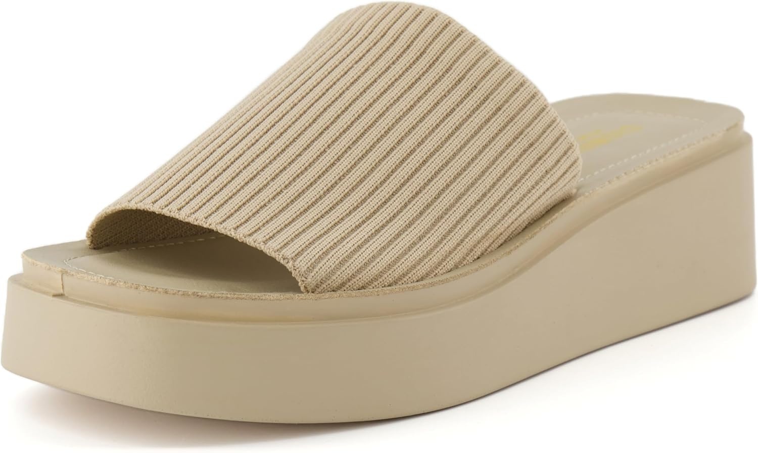 image:imageCUSHIONAIRE Pim Wedge Chunky Platform Womens Sandals with Firm Knit Upper amp Memory Foam Summer Sandals for WomenTaupe Weave