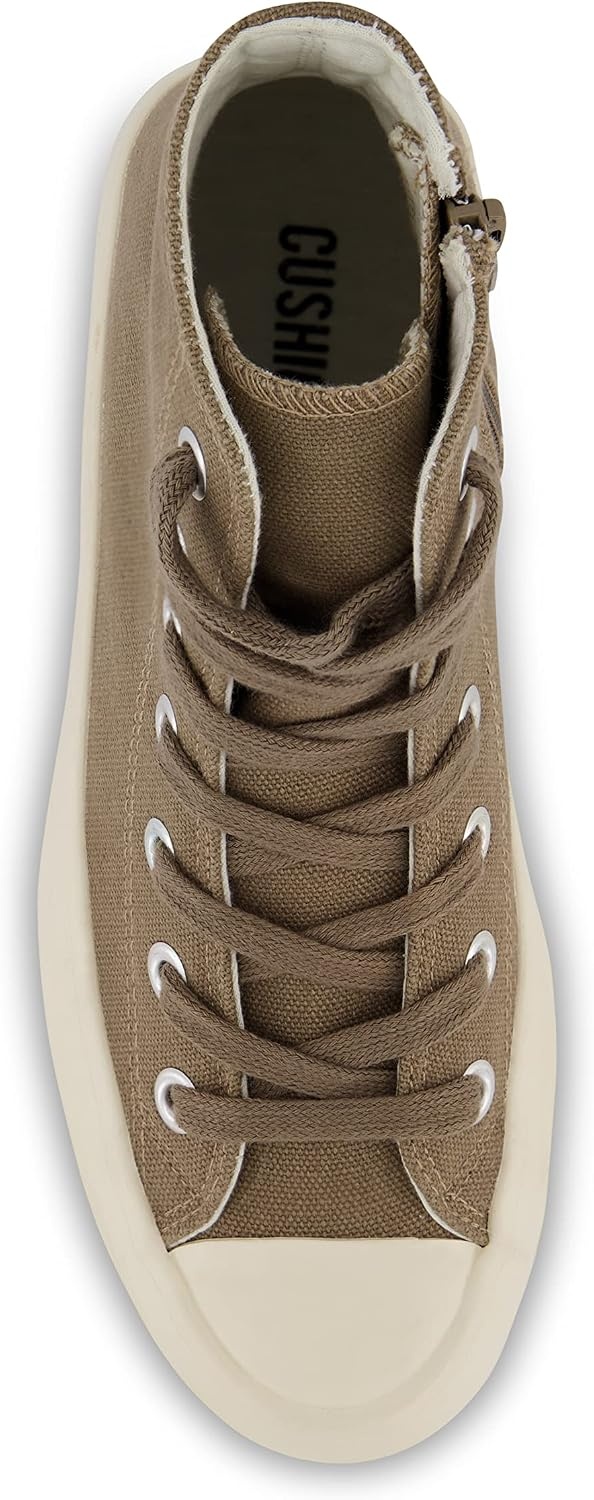 image:imageCUSHIONAIRE Vespa Platform Sneakers for Women Lace Up Canvas High Top Shoes with Side Zipper Chunky Sole and Memory FoamOlive Zip