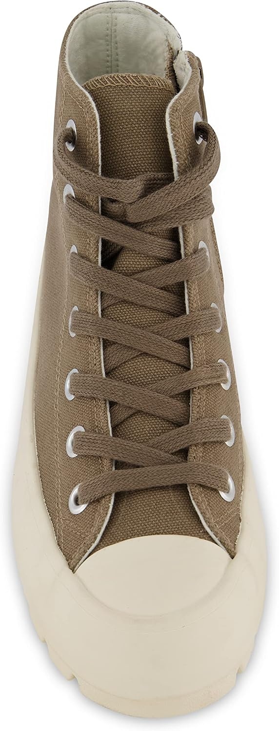 image:imageCUSHIONAIRE Vespa Platform Sneakers for Women Lace Up Canvas High Top Shoes with Side Zipper Chunky Sole and Memory FoamOlive Zip