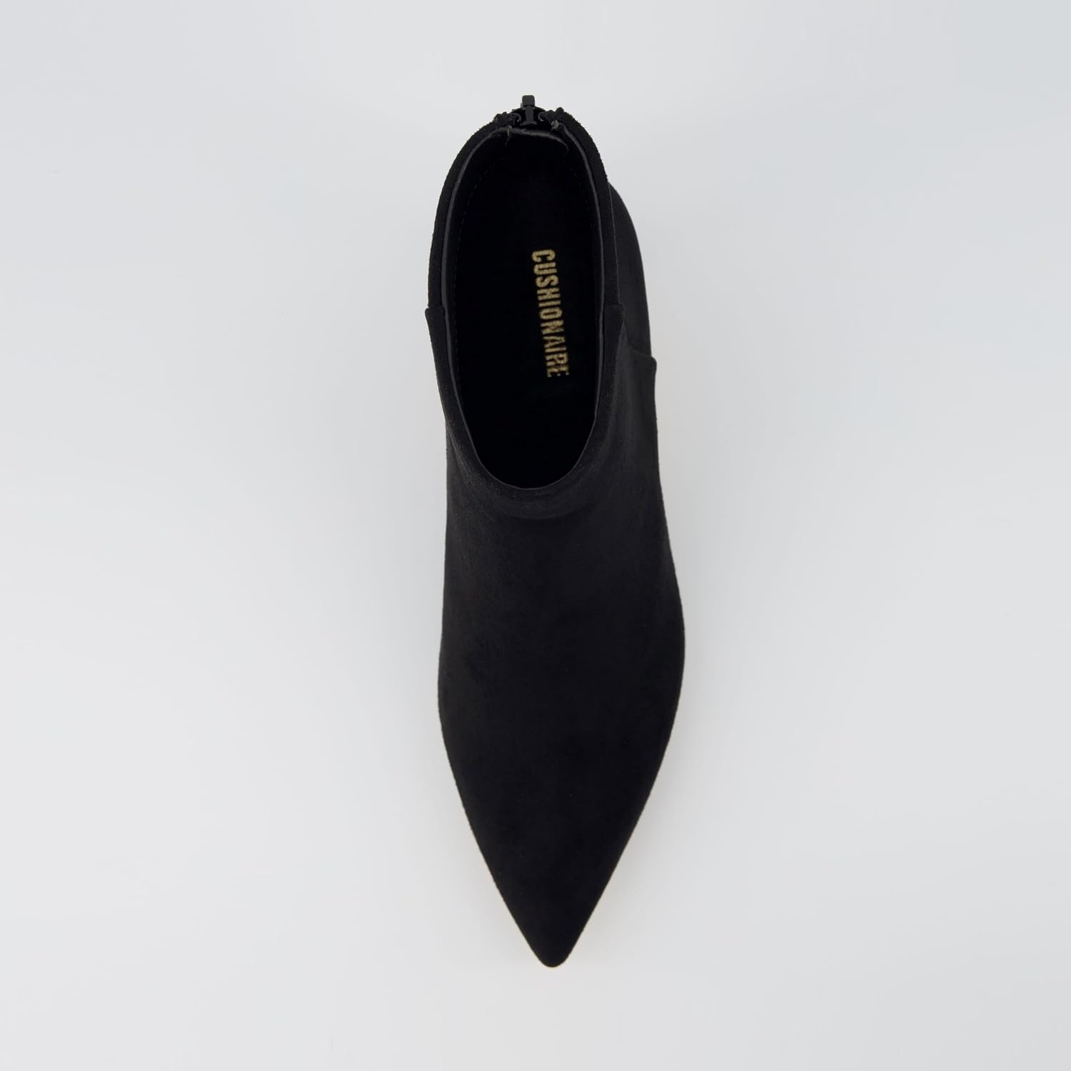 image:imageCUSHIONAIRE Womens Barbi Pointed Toe Kitten Heel Bootie Soft Vegan Leather Memory Foam Wide Widths and Back ZipperBlack Microsuede