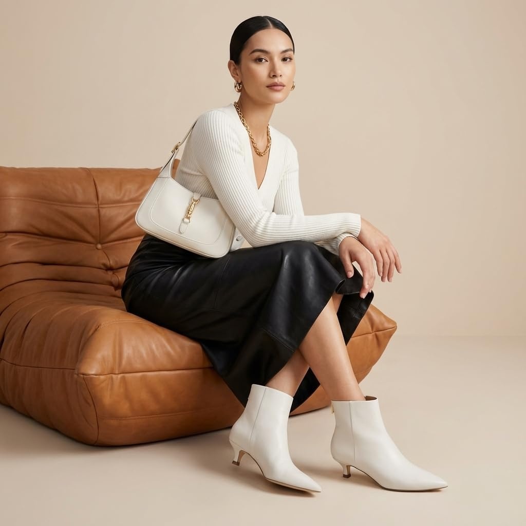 image:imageCUSHIONAIRE Womens Barbi Pointed Toe Kitten Heel Bootie Soft Vegan Leather Memory Foam Wide Widths and Back ZipperCream
