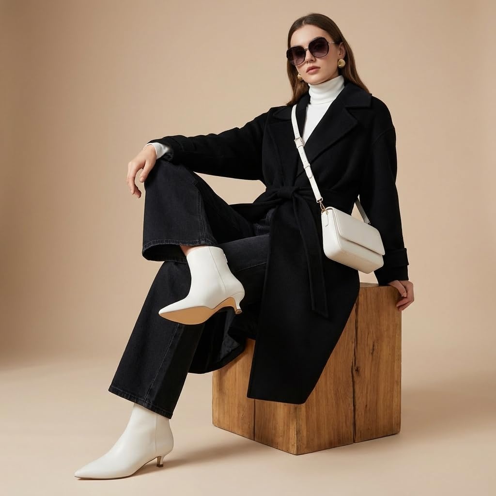 image:imageCUSHIONAIRE Womens Barbi Pointed Toe Kitten Heel Bootie Soft Vegan Leather Memory Foam Wide Widths and Back ZipperCream
