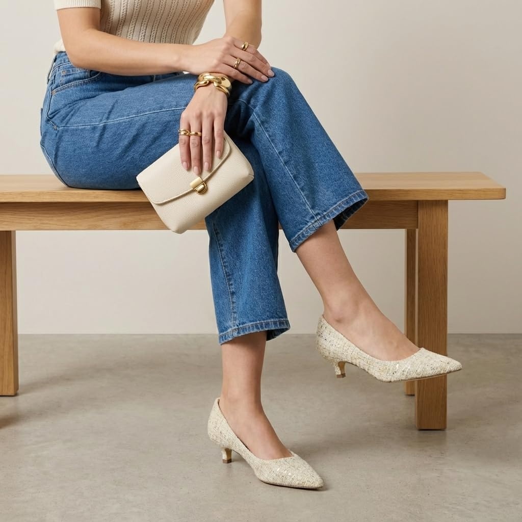 image:imageCUSHIONAIRE Womens Bay Kitten Heel Dress Shoe Memory Foam Wide Widths AvailableBeige