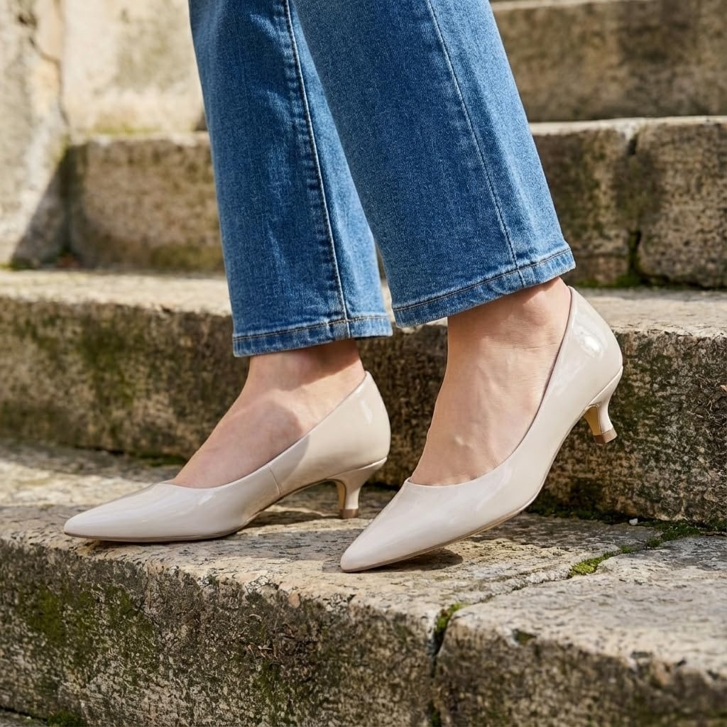image:imageCUSHIONAIRE Womens Bay Kitten Heel Dress Shoe Memory Foam Wide Widths AvailableBone Patent