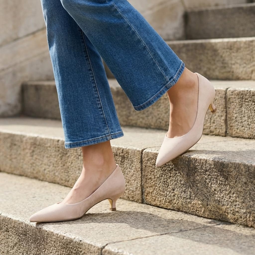 image:imageCUSHIONAIRE Womens Bay Kitten Heel Dress Shoe Memory Foam Wide Widths AvailableMicrosuede Blush