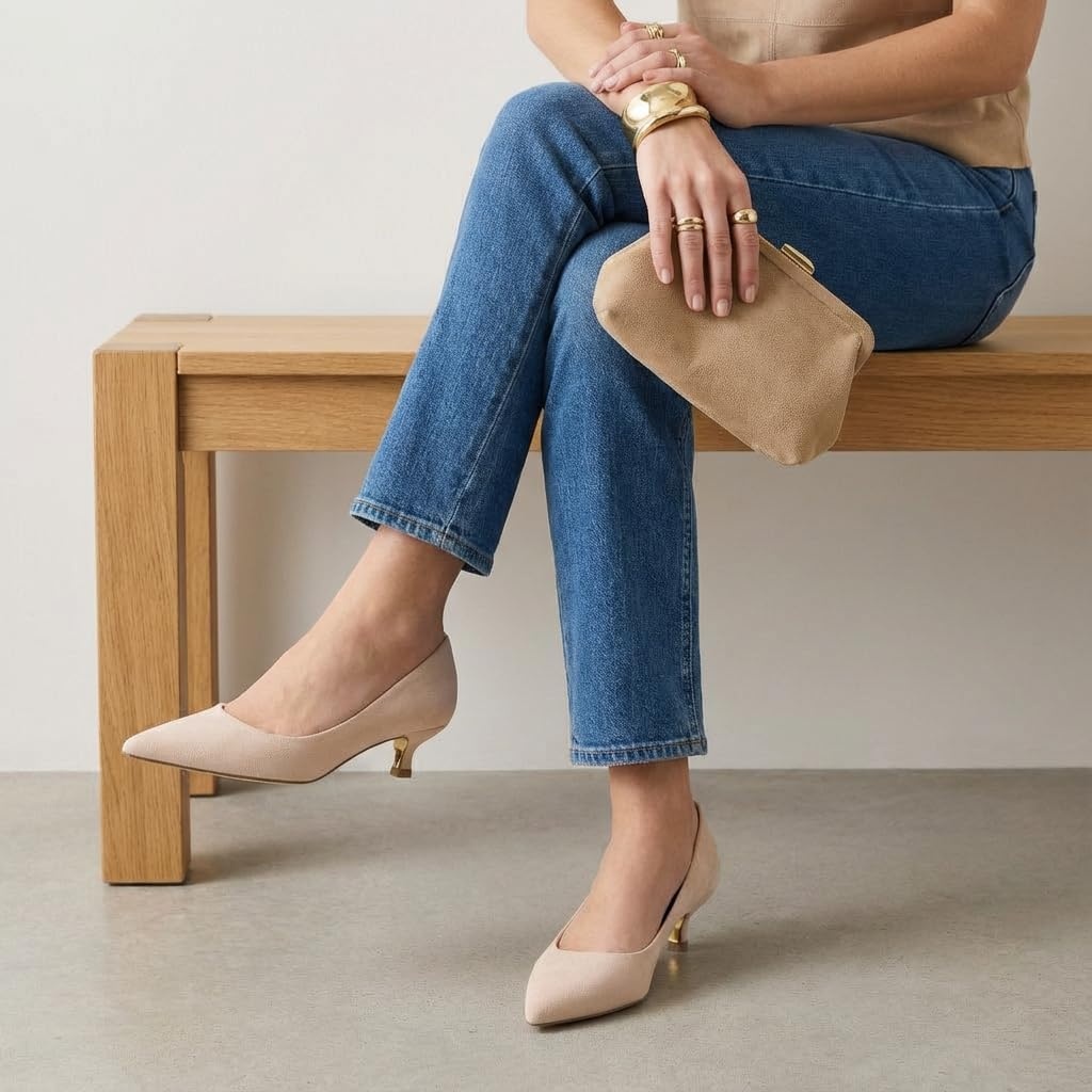 image:imageCUSHIONAIRE Womens Bay Kitten Heel Dress Shoe Memory Foam Wide Widths AvailableMicrosuede Blush