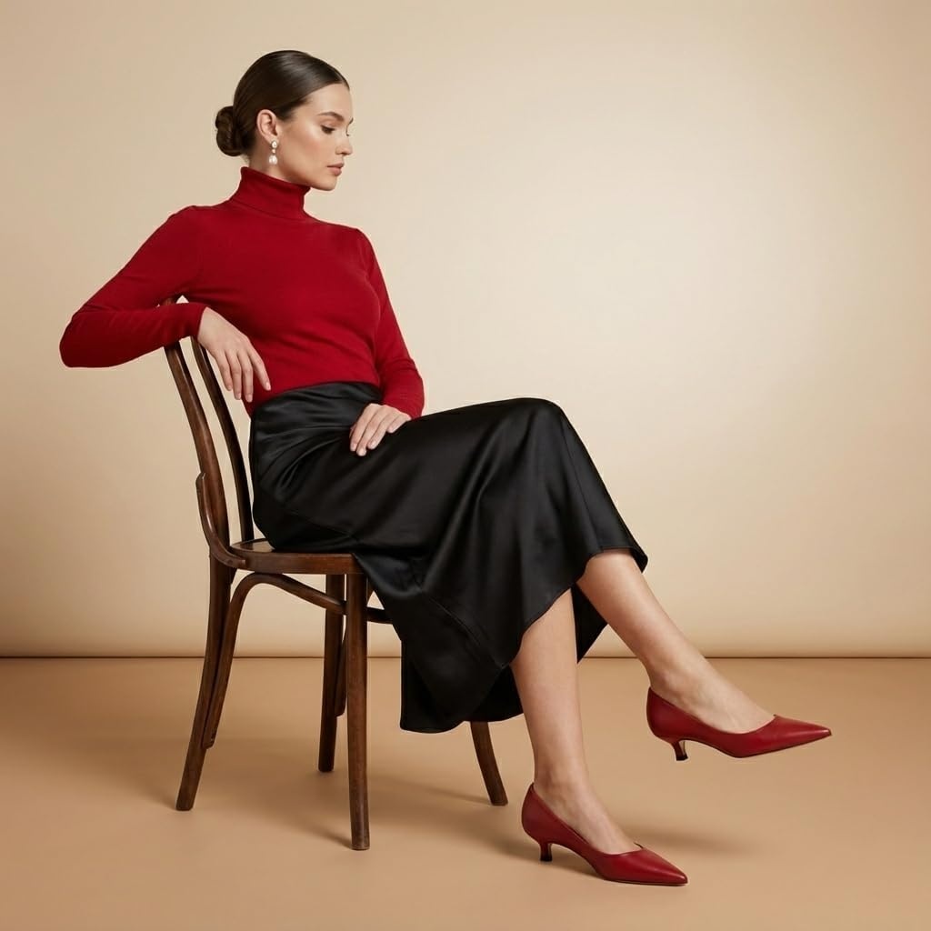 image:imageCUSHIONAIRE Womens Bay Kitten Heel Dress Shoe Memory Foam Wide Widths AvailableSmooth Red