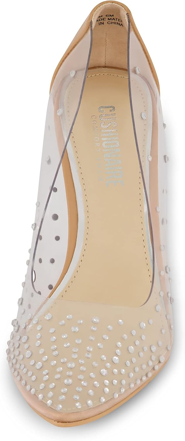 image:imageCUSHIONAIRE Womens Glam Clear Rhinestone Dress Pump Memory FoamClearNat
