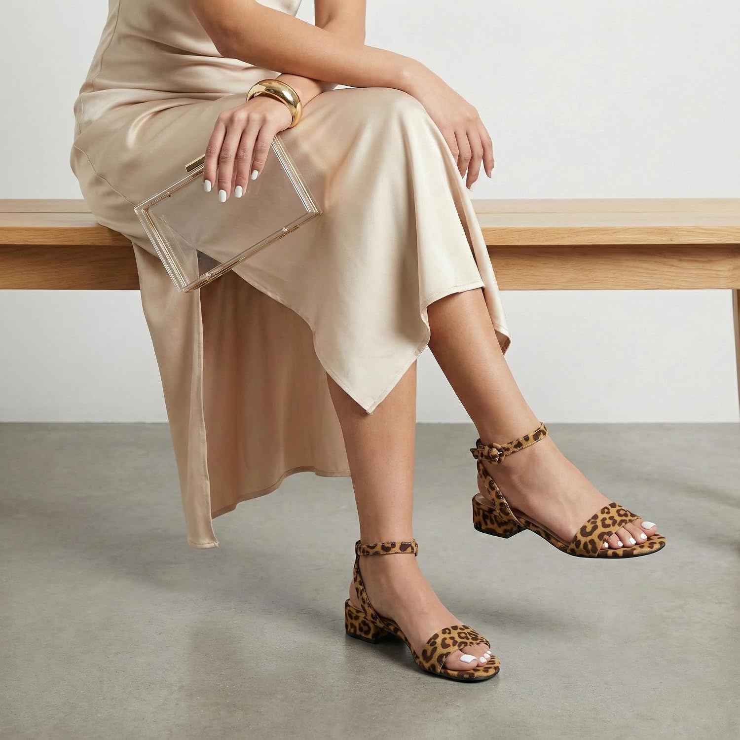 image:imageCUSHIONAIRE Womens Nila one band low block heel sandal Wide Widths AvailableLeopard