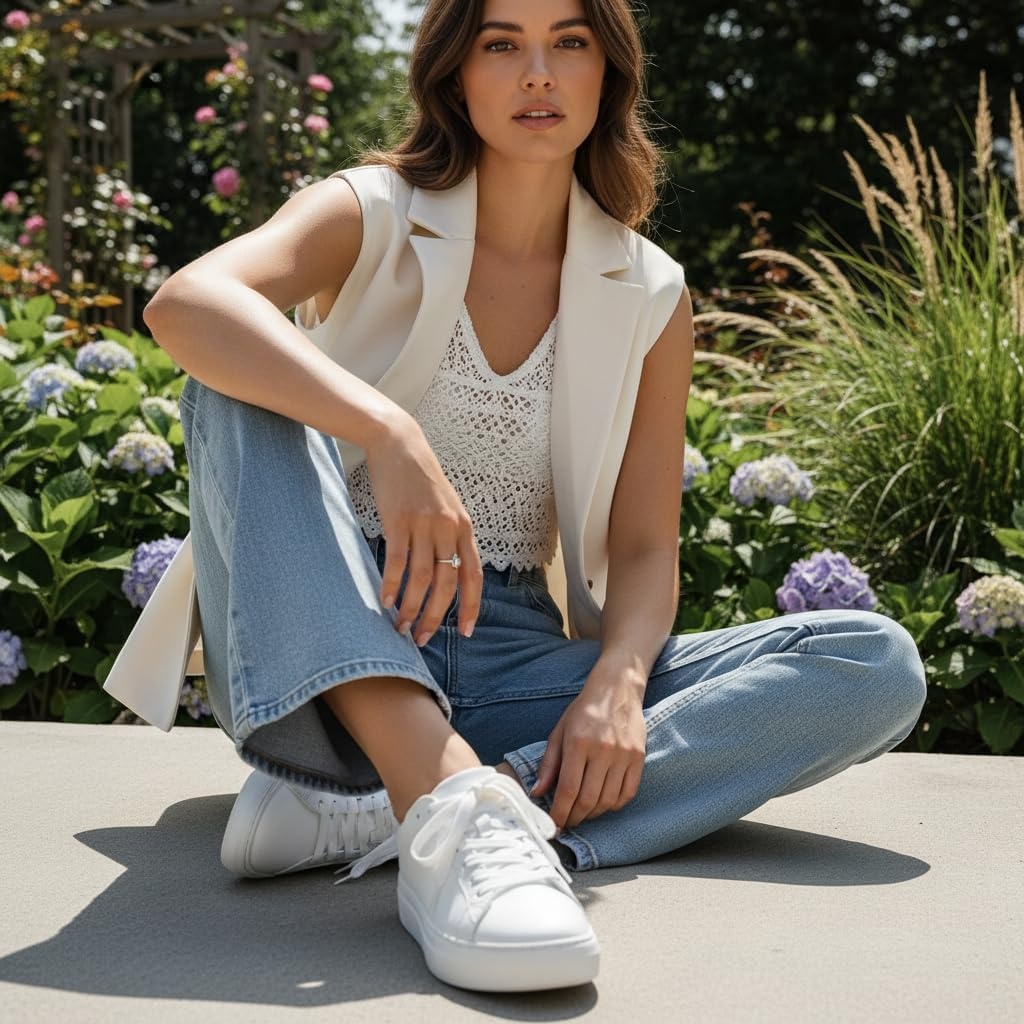 image:imageCUSHIONAIRE Womens ROC lace up Sneaker Comfort Foam Wide Widths AvailableWhite
