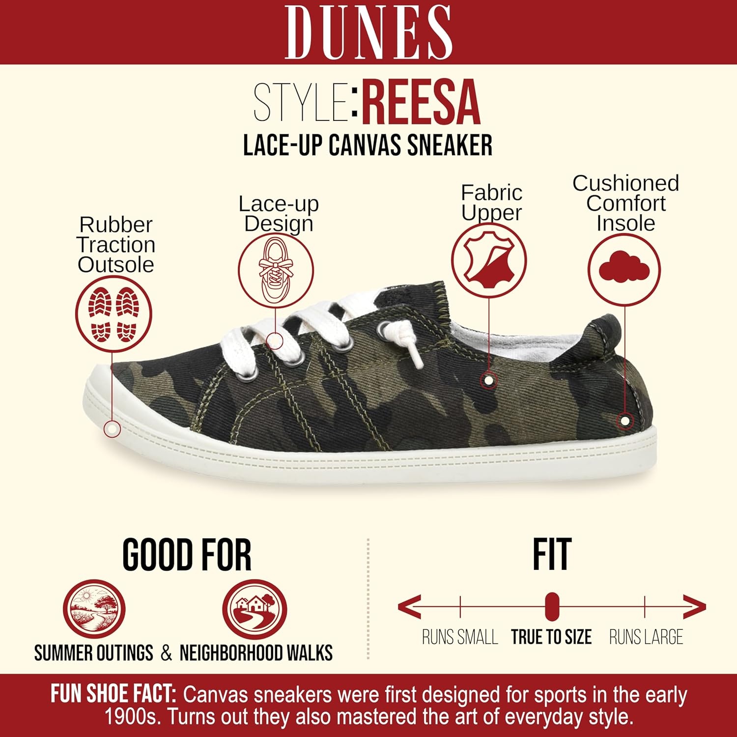 image:imageDunes Sport Womens Reesa Canvas SneakerCamo