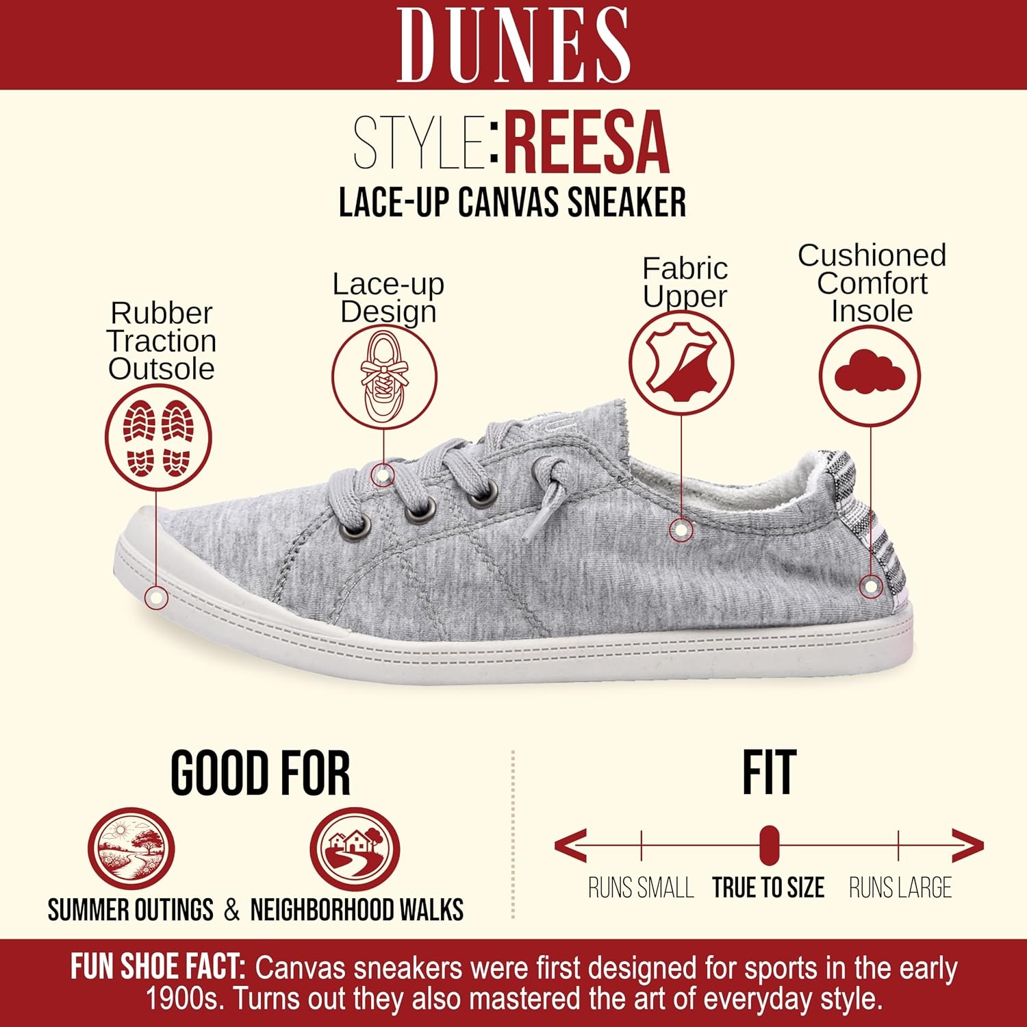image:imageDunes Sport Womens Reesa Canvas SneakerGrey