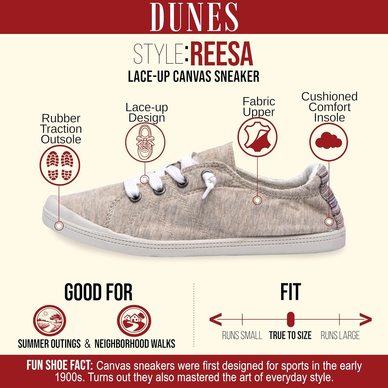 image:imageDunes Sport Womens Reesa Canvas SneakerNatural