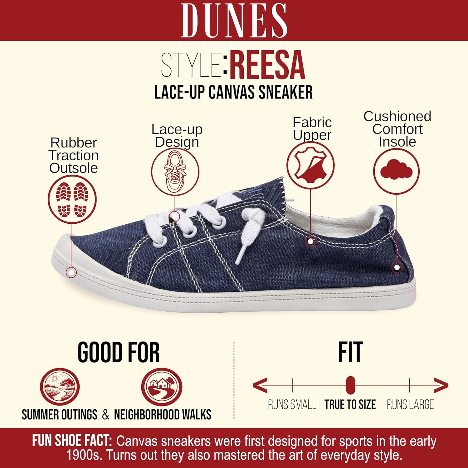 image:imageDunes Sport Womens Reesa Canvas SneakerNavy