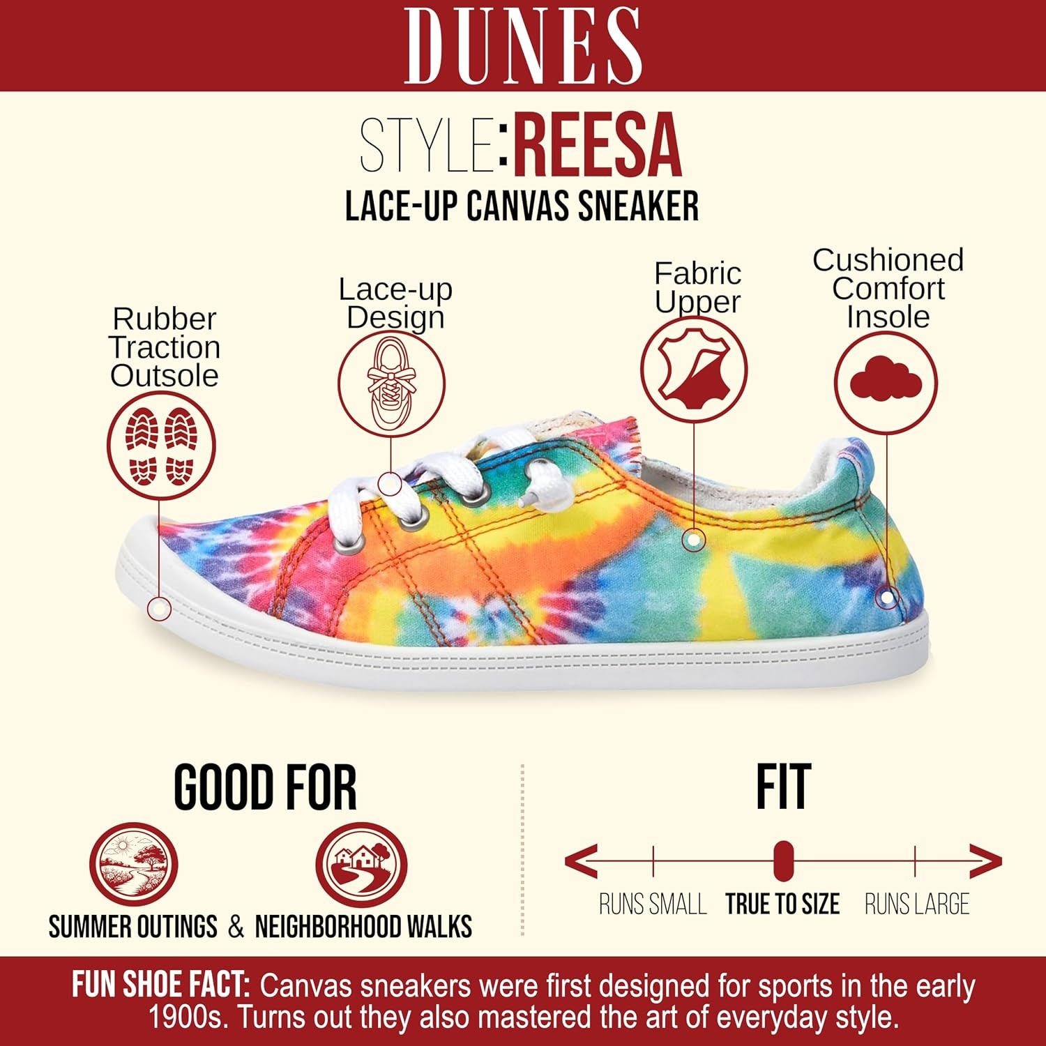 image:imageDunes Sport Womens Reesa Canvas SneakerTie Dye 1