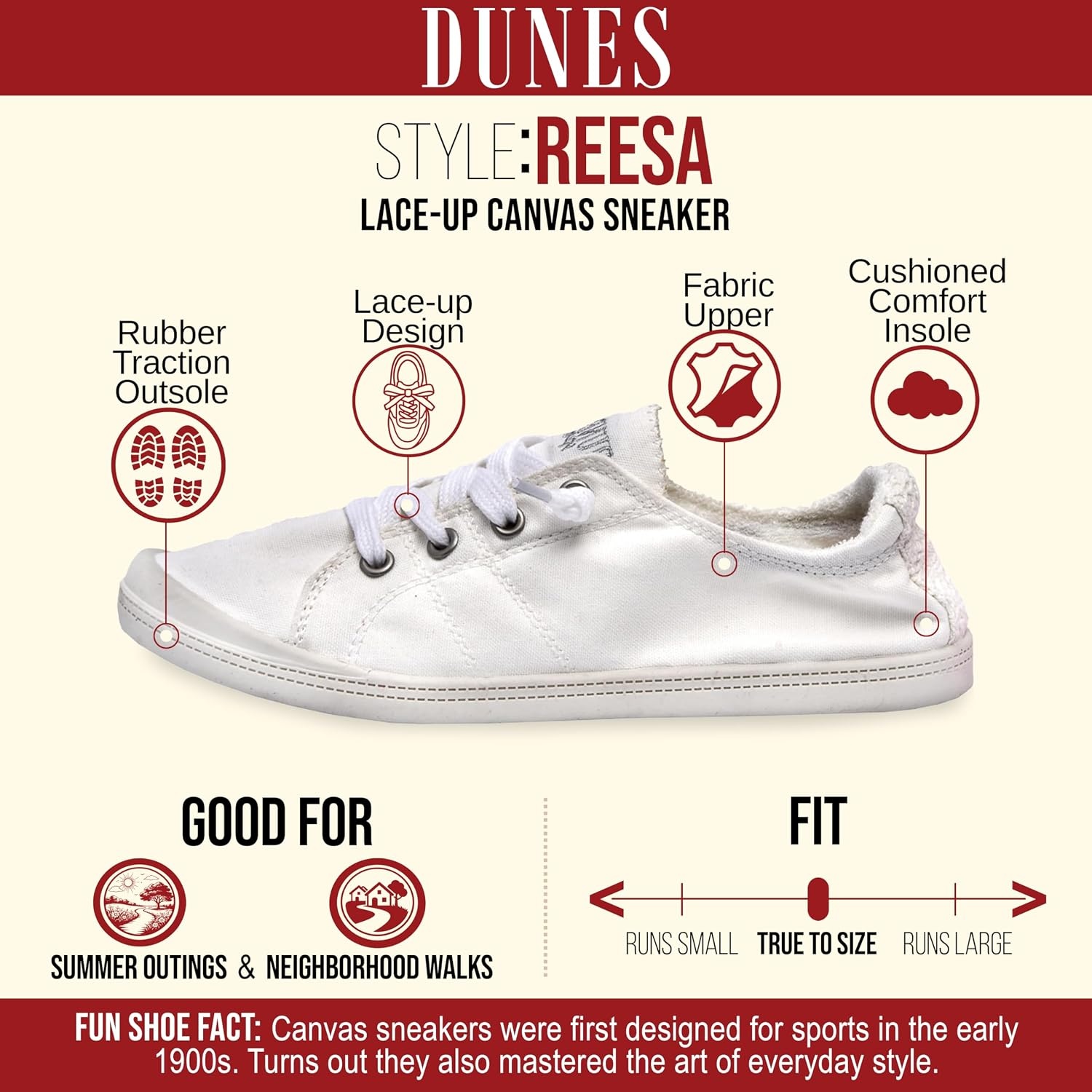 image:imageDunes Sport Womens Reesa Canvas SneakerWhite
