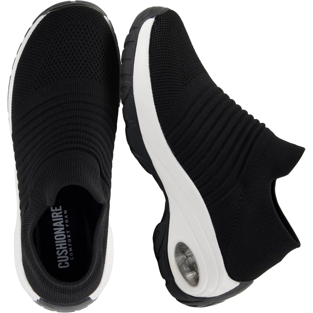 image:imageCUSHIONAIRE Breeze Easy Slip On Womens Sneakers  Casual Everyday Walking Shoes for Women with Breathable Mesh and ComfortBlackWhite