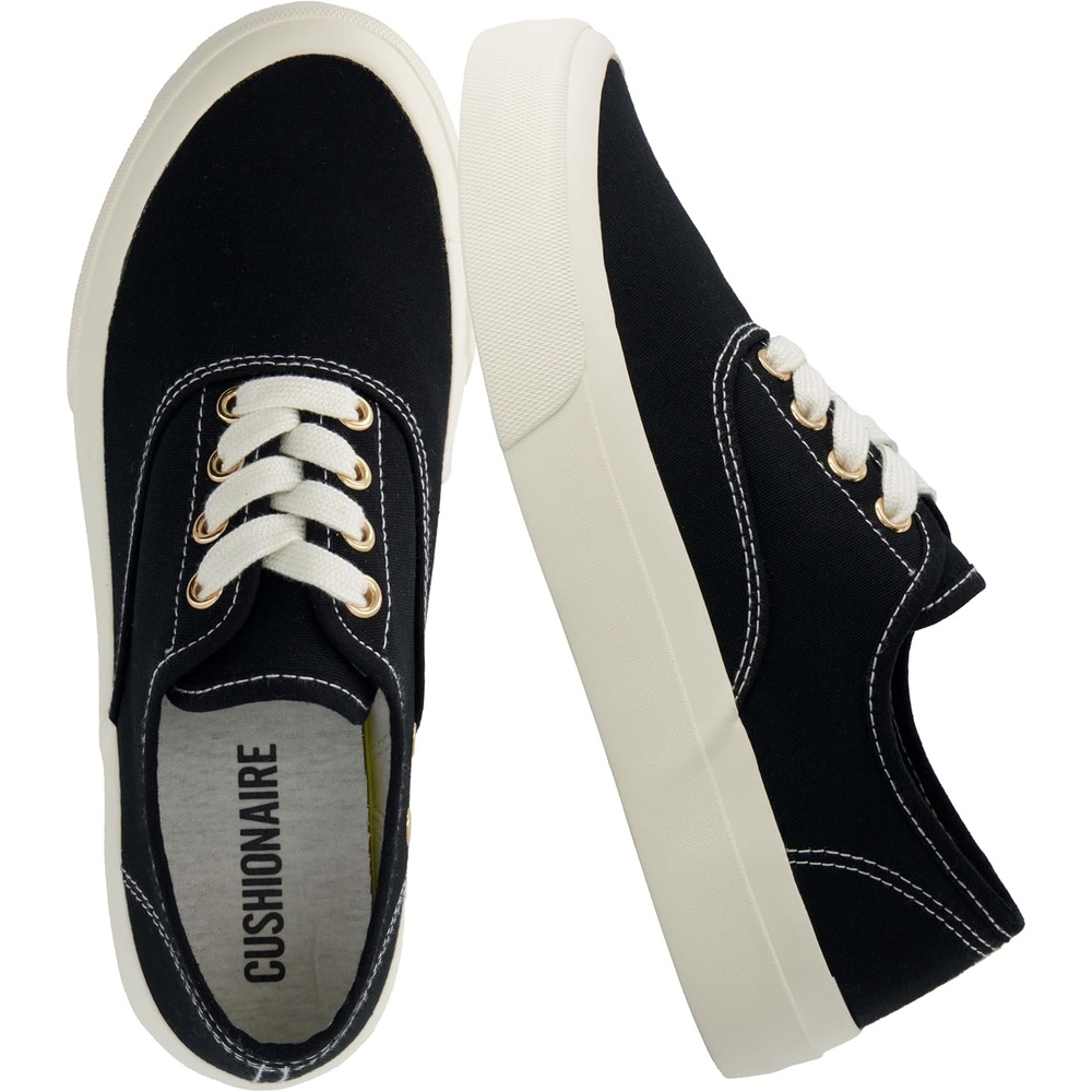 image:imageCUSHIONAIRE Freshman Womens Sneakers Lightweight Casual Walking Shoes for Women with Memory Foam Wide Widths AvailableBlack Canvas