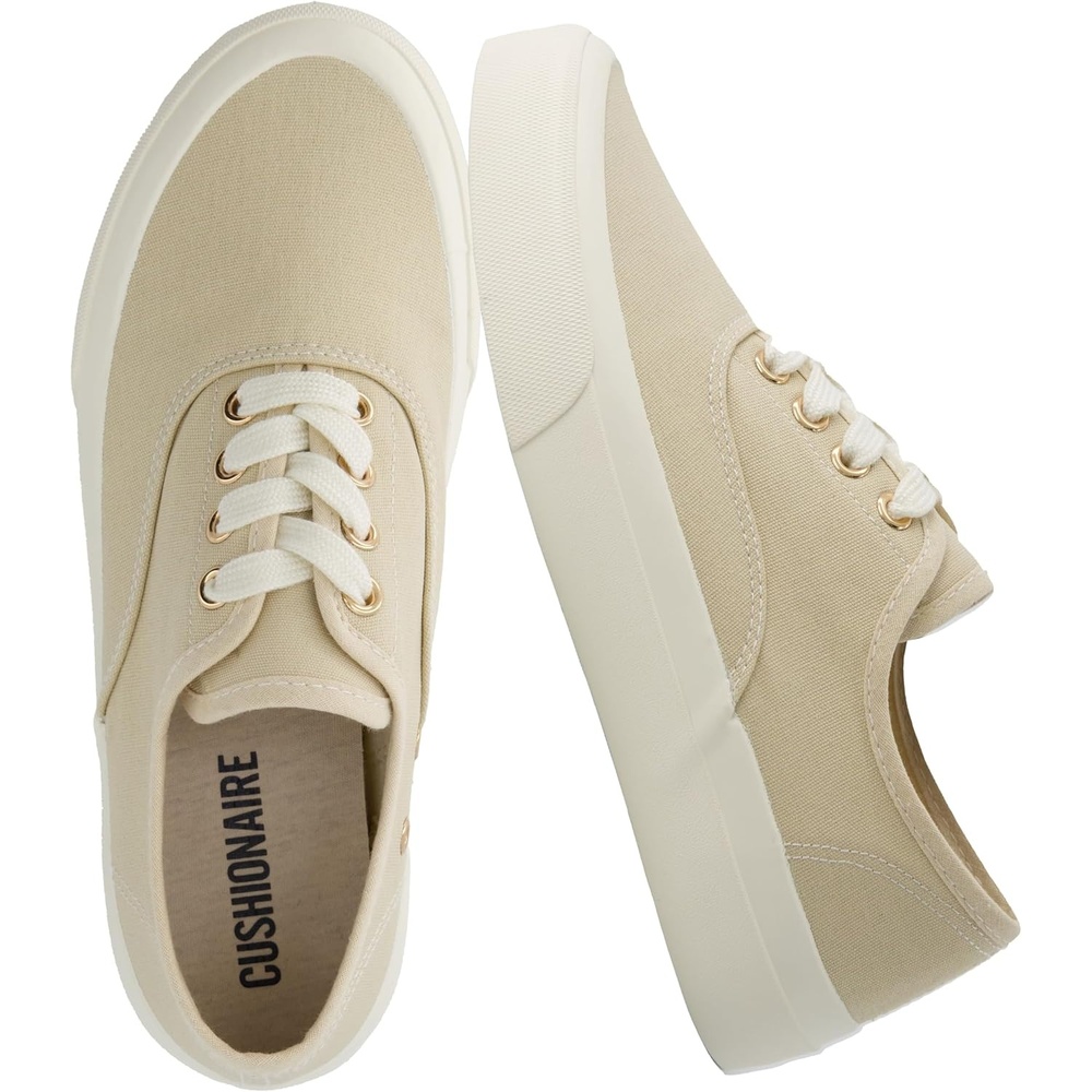 image:imageCUSHIONAIRE Freshman Womens Sneakers Lightweight Casual Walking Shoes for Women with Memory Foam Wide Widths AvailableKhaki Canvas