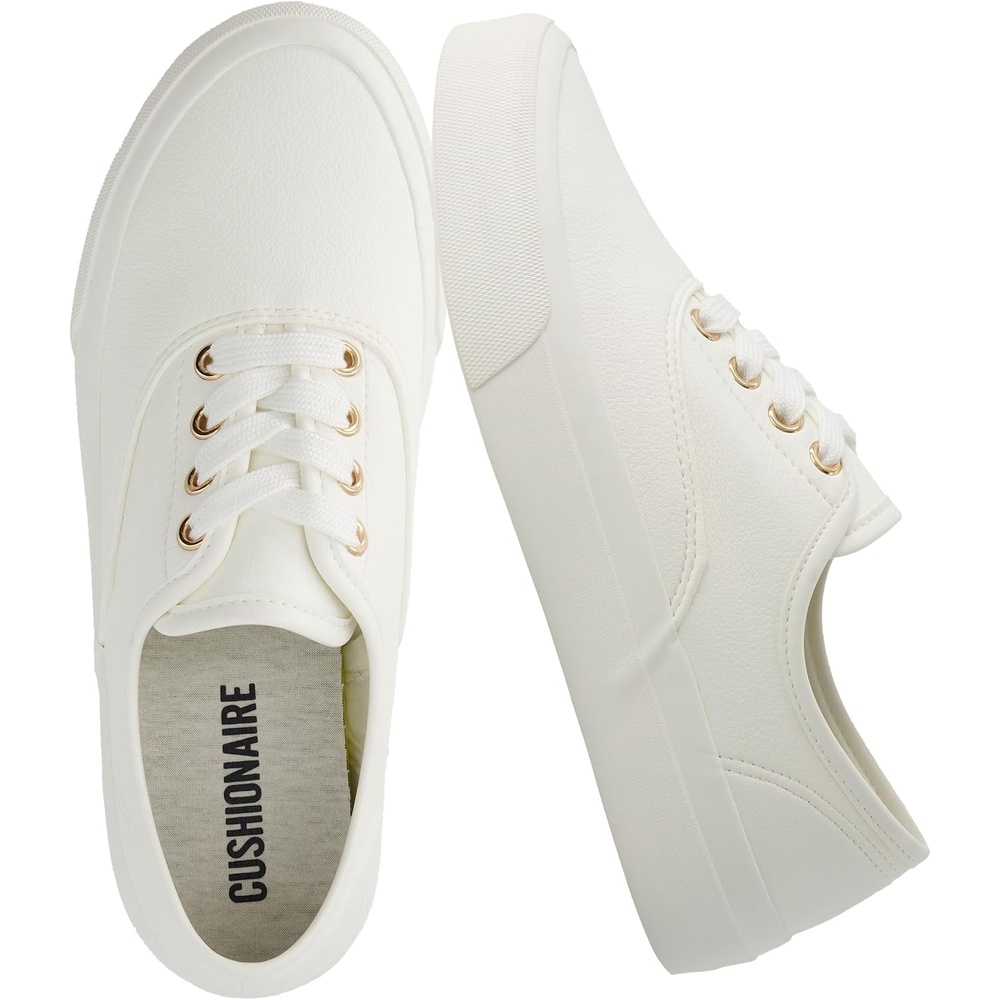 image:imageCUSHIONAIRE Freshman Womens Sneakers Lightweight Casual Walking Shoes for Women with Memory Foam Wide Widths AvailableWhite Smooth