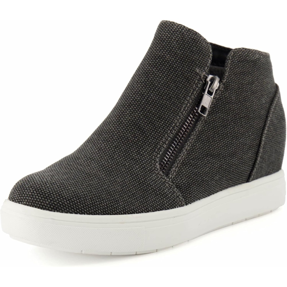 image:imageCUSHIONAIRE Hart Womens Casual Shoes with Dual Zippers Lightweight Hidden Wedge Fashion Sneakers for WomenBlack Canvas