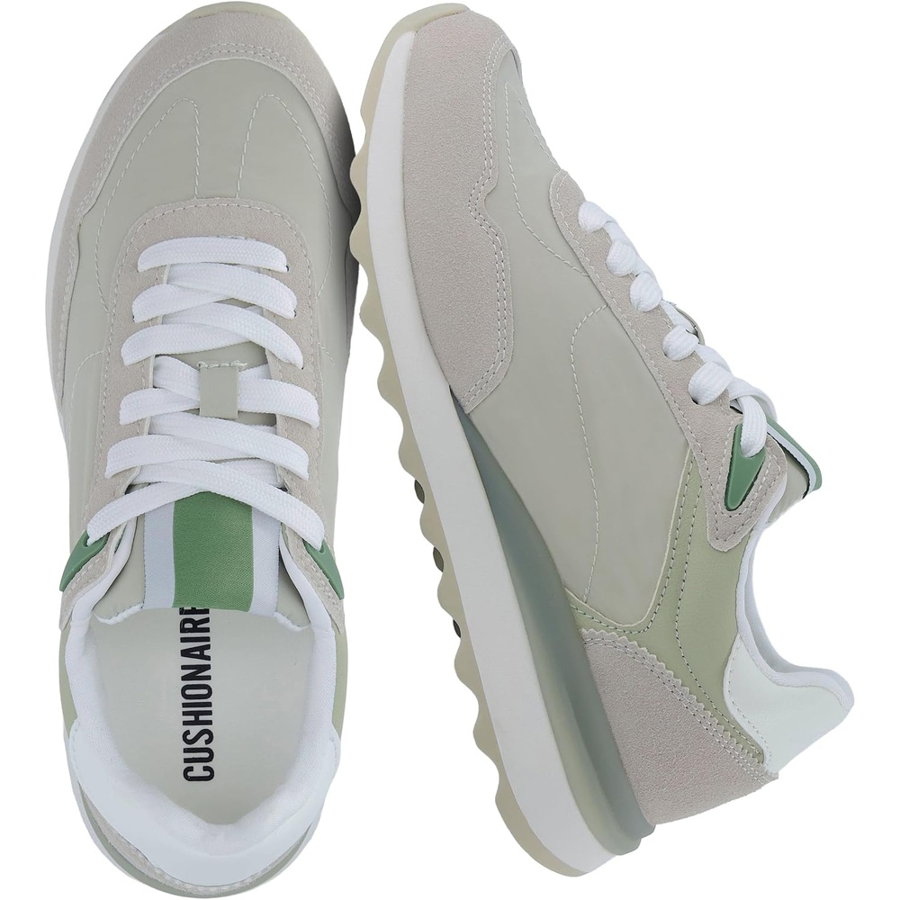 image:imageCUSHIONAIRE Kicks Fashion Sneakers for Women Lightweight NonSlip Lace Up Shoes with Memory FoamKhaki
