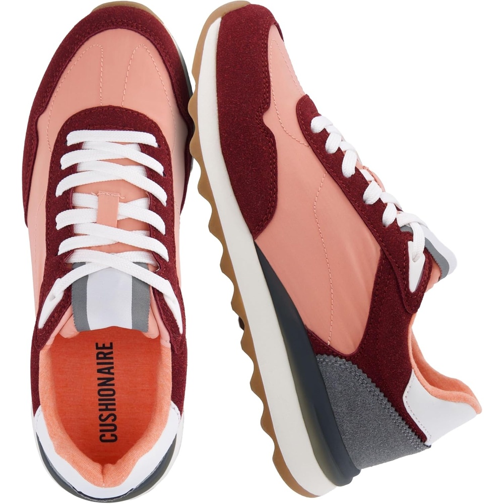 image:imageCUSHIONAIRE Kicks Fashion Sneakers for Women Lightweight NonSlip Lace Up Shoes with Memory FoamSalmonBurgundy
