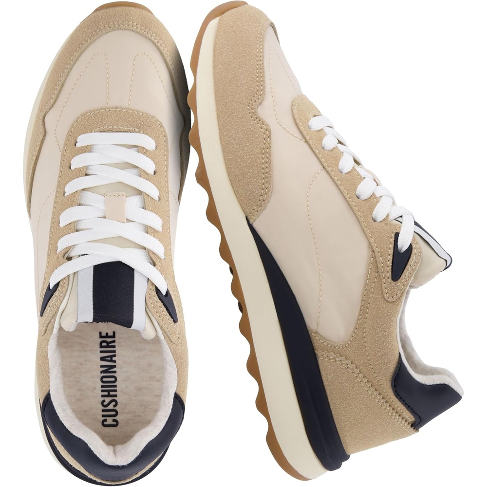 image:imageCUSHIONAIRE Kicks Fashion Sneakers for Women Lightweight NonSlip Lace Up Shoes with Memory FoamTanBlack