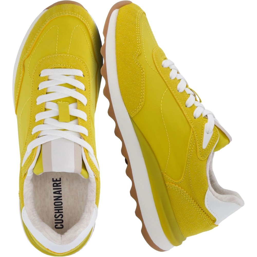 image:imageCUSHIONAIRE Kicks Fashion Sneakers for Women Lightweight NonSlip Lace Up Shoes with Memory FoamYellow