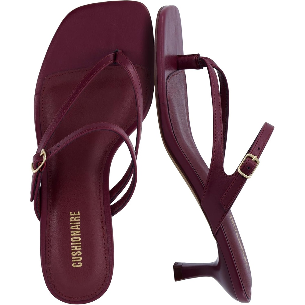 image:imageCUSHIONAIRE Madrid Kitten Heel Square Toe Womens Sandals Comfortable Dressy Strappy Heels Sandals for Women Wide Widths AvailableBurgundy