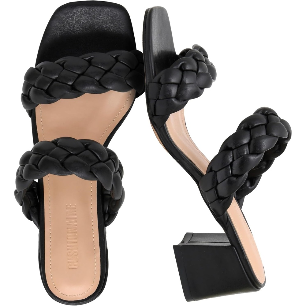 image:imageCUSHIONAIRE Onyx Braided Chunky Heels for Women with Block Heel and Memory FoamBlack