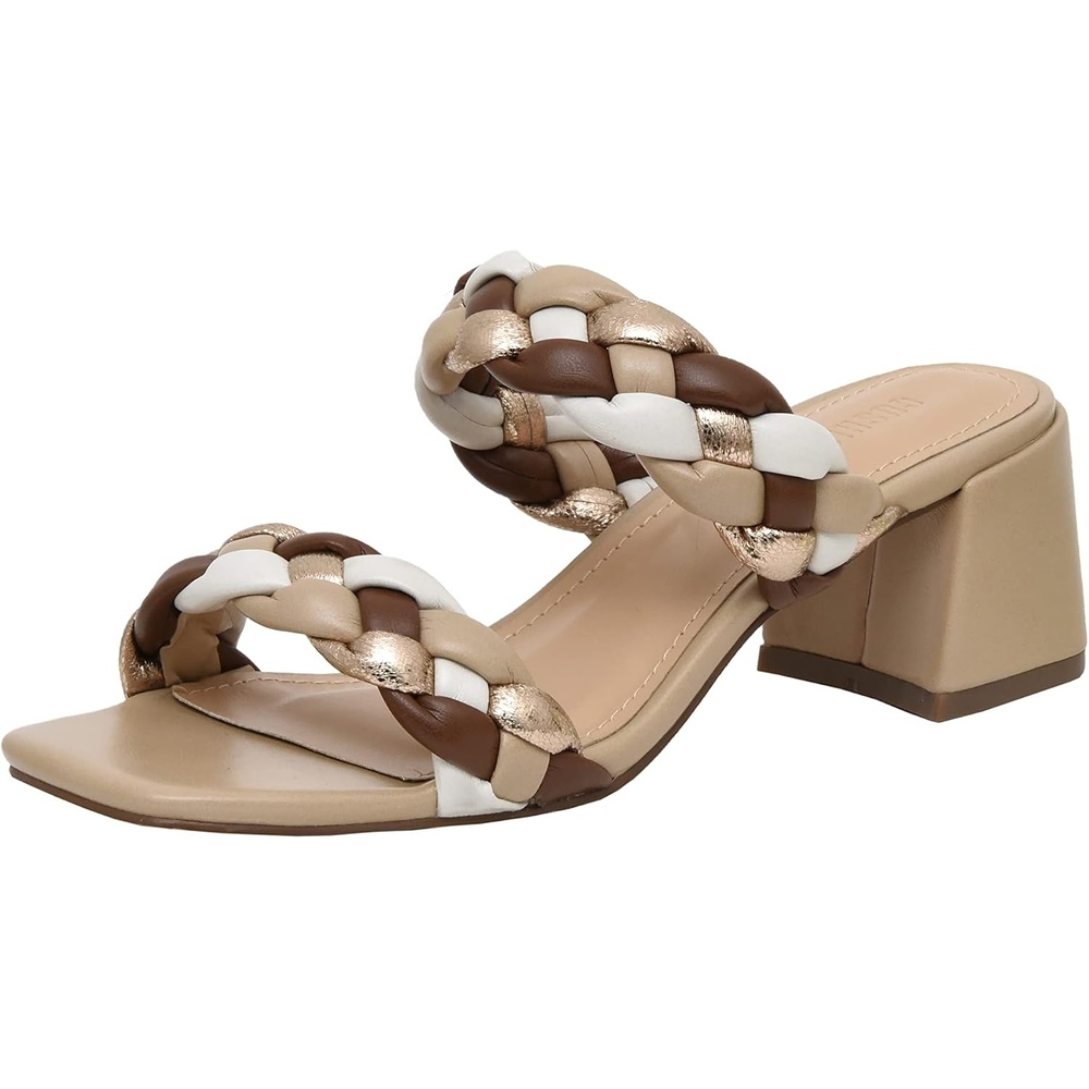 image:imageCUSHIONAIRE Onyx Braided Chunky Heels for Women with Block Heel and Memory FoamTan Multi